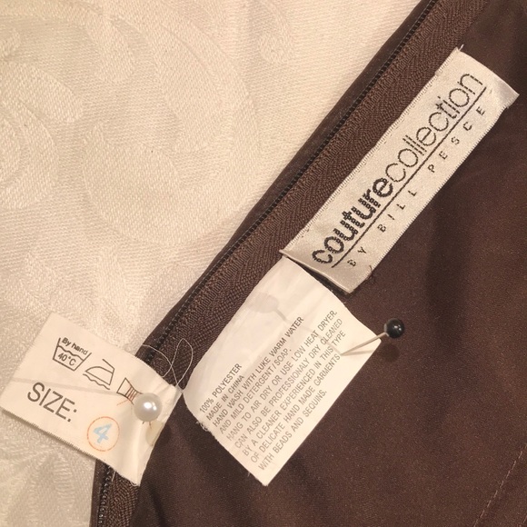 Bill Pesce Couture Full Length Brown Evening Gown - Picture 8 of 8